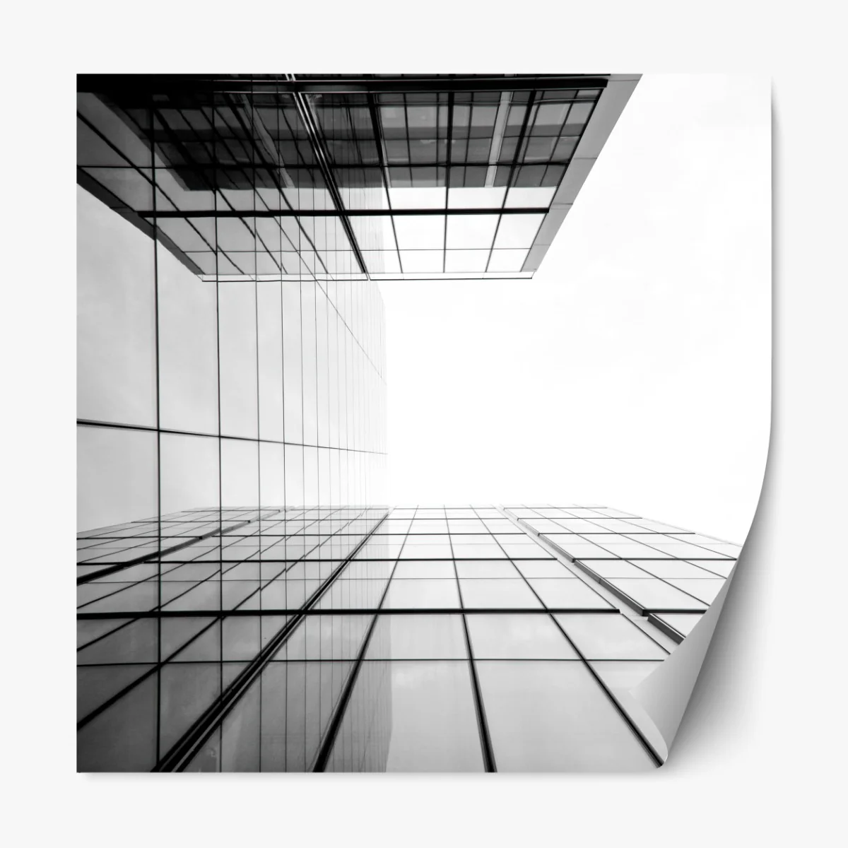 Naklejka repozycjonowalna minimalistyczna perspektywa szklanego wieżowca – Wallissimo® Naklejka repozycjonowalna minimalistyczna perspektywa szklanego wieżowca – Wallissimo®