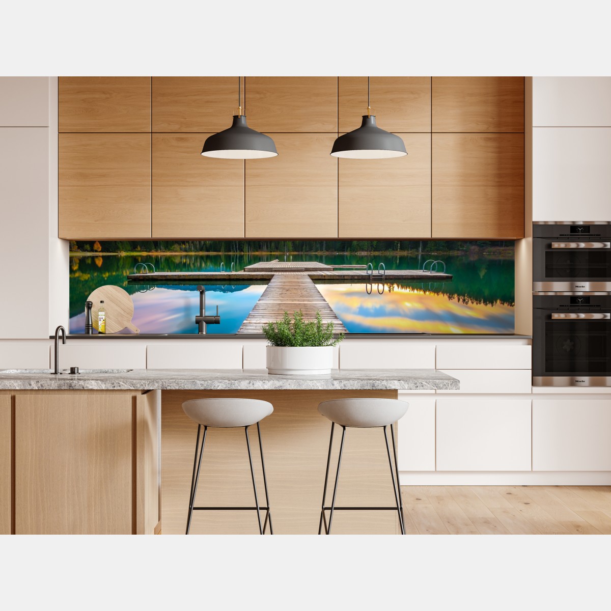 Naklejka repozycjonowalna spokojne górskie jezioro o zachodzie słońca – Wallissimo® Naklejka repozycjonowalna spokojne górskie jezioro o zachodzie słońca – Wallissimo®