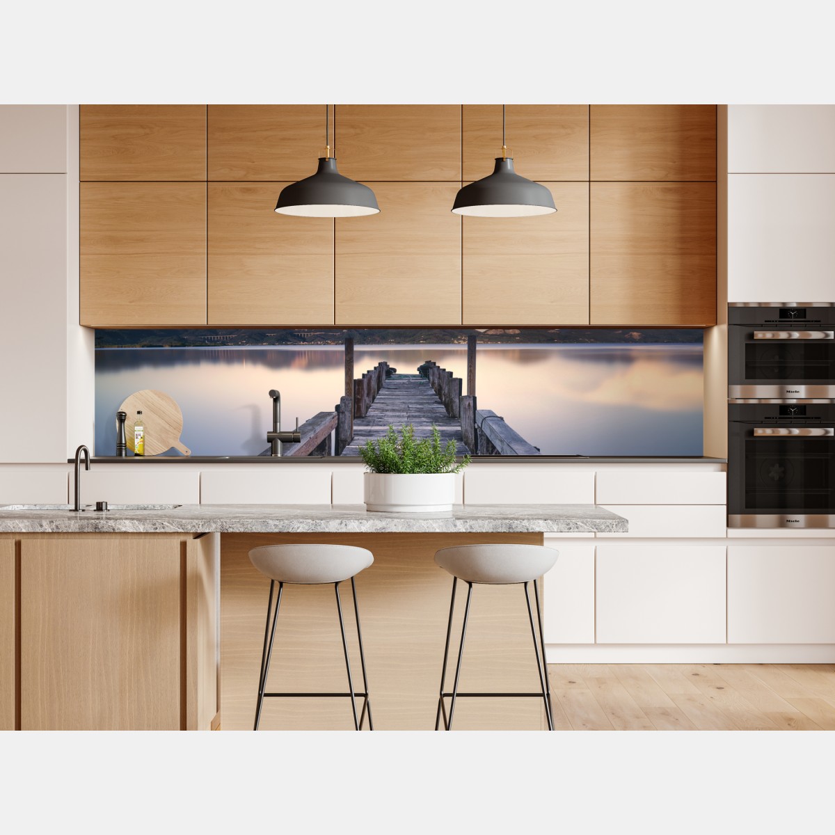 Naklejka repozycjonowalna drewniany pomost nad jeziorem Versilia Massaciuccoli – Wallissimo® Naklejka repozycjonowalna drewniany pomost nad jeziorem Versilia Massaciuccoli – Wallissimo®