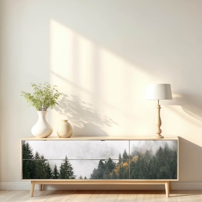 Naklejka repozycjonowalna mglisty górski las – Wallissimo® Naklejka repozycjonowalna mglisty górski las – Wallissimo®