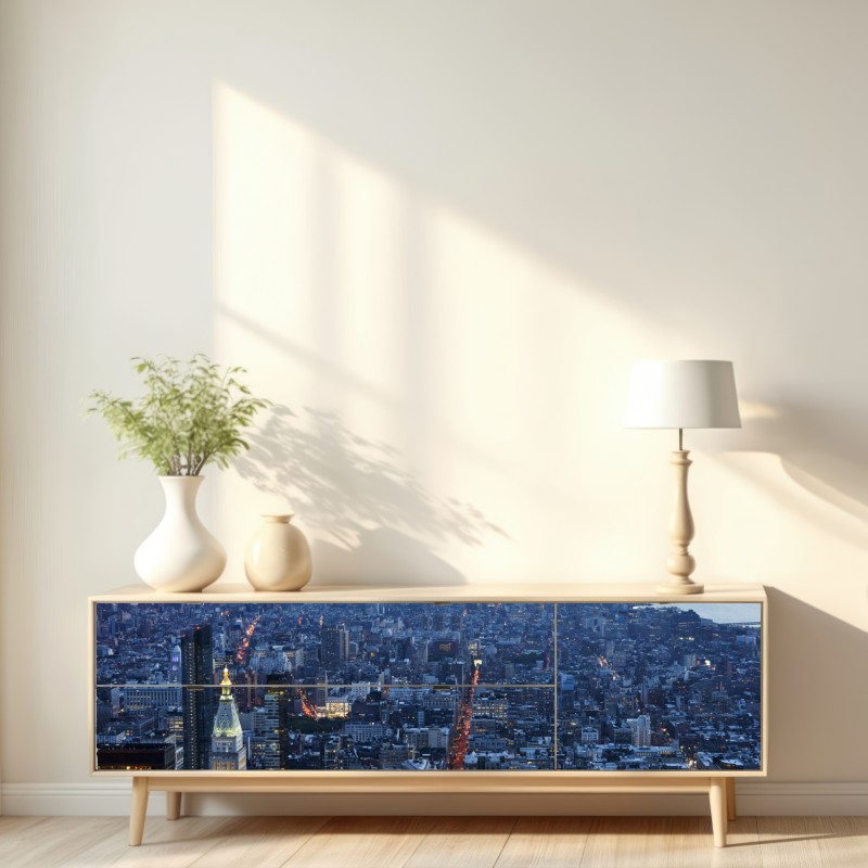 Naklejka repozycjonowalna zachód słońca nad Manhattanem – Wallissimo® Naklejka repozycjonowalna zachód słońca nad Manhattanem – Wallissimo®