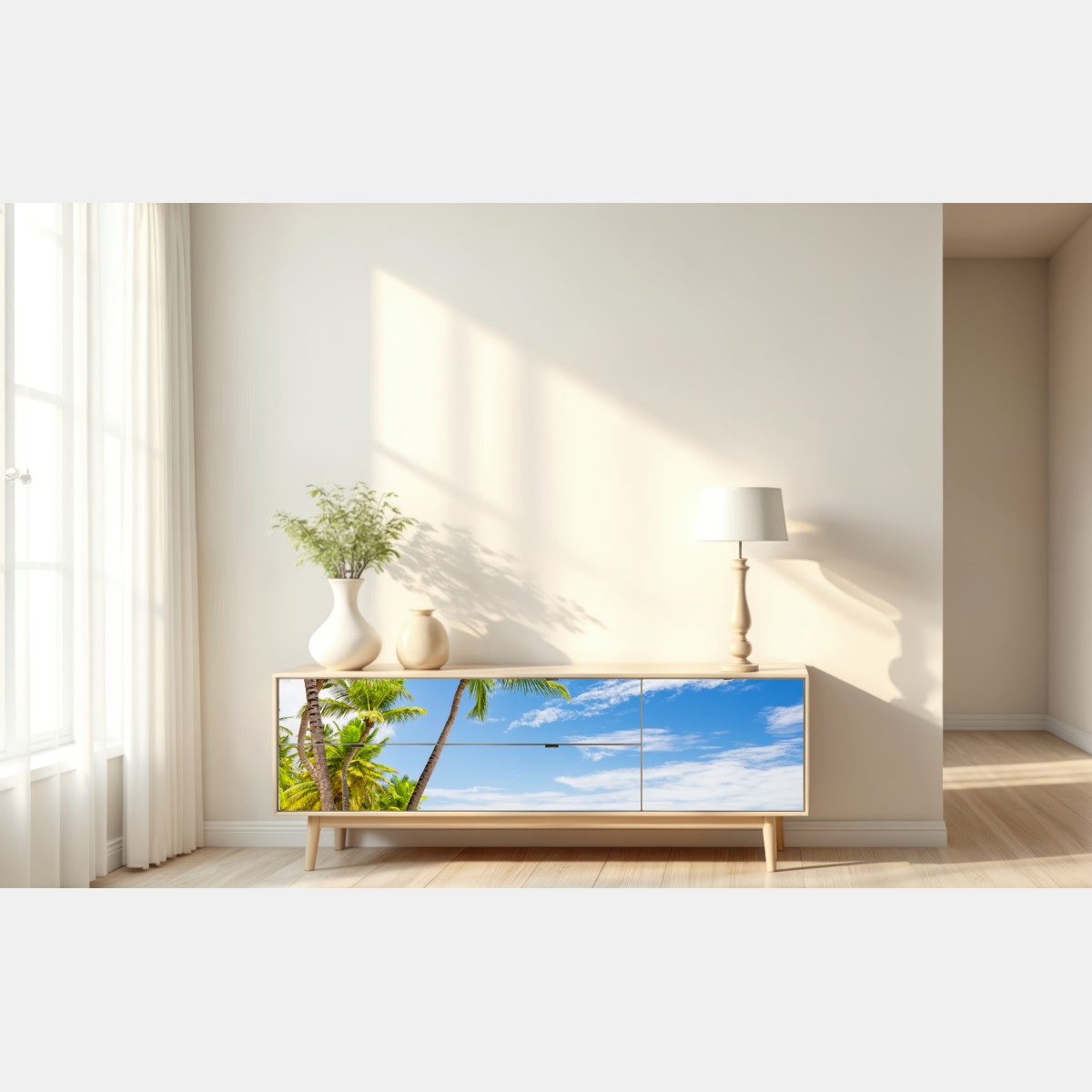 Naklejka repozycjonowalna plaża z palmami w Punta Cana – Wallissimo® Naklejka repozycjonowalna plaża z palmami w Punta Cana – Wallissimo®