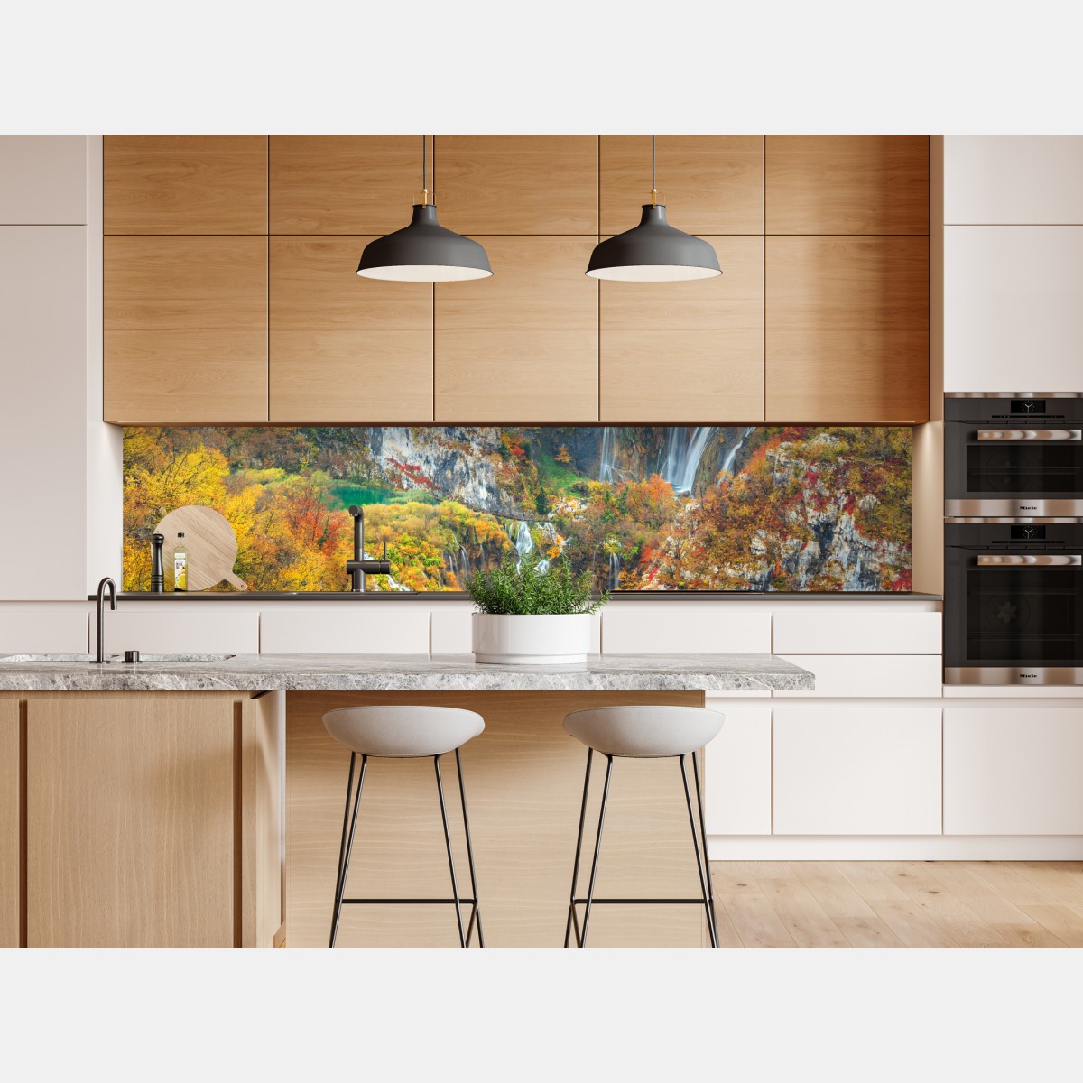 Naklejka repozycjonowalna jesienne wodospady w malowniczym lesie – Wallissimo® Naklejka repozycjonowalna jesienne wodospady w malowniczym lesie – Wallissimo®