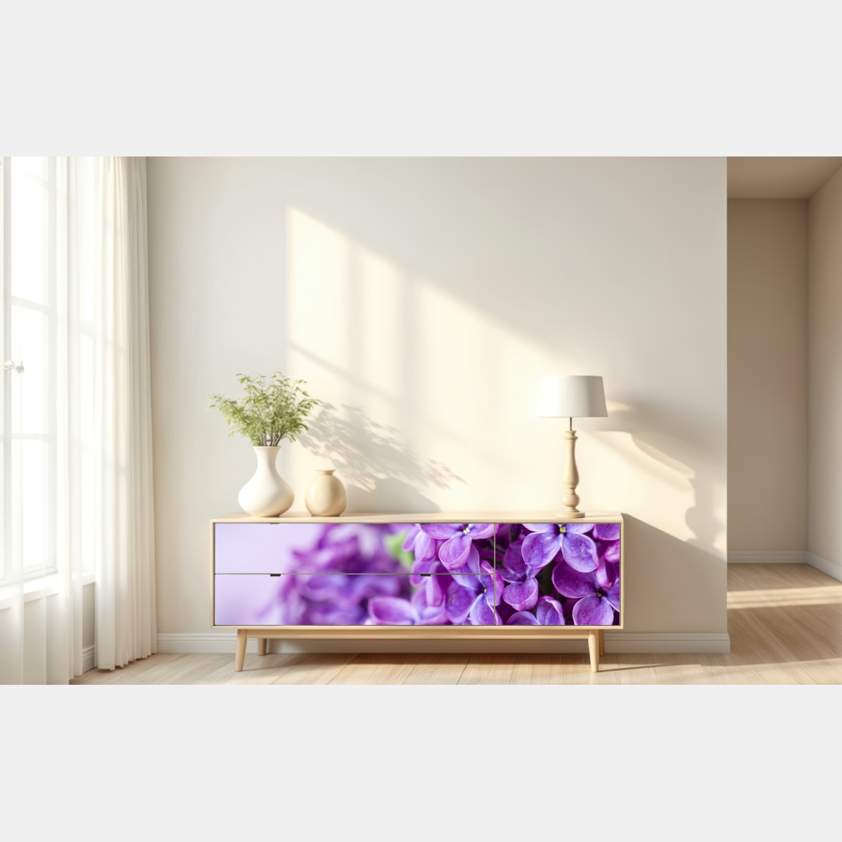 Naklejka repozycjonowalna fioletowe kwiaty lilaka zbliżenie – Wallissimo® Naklejka repozycjonowalna fioletowe kwiaty lilaka zbliżenie – Wallissimo®