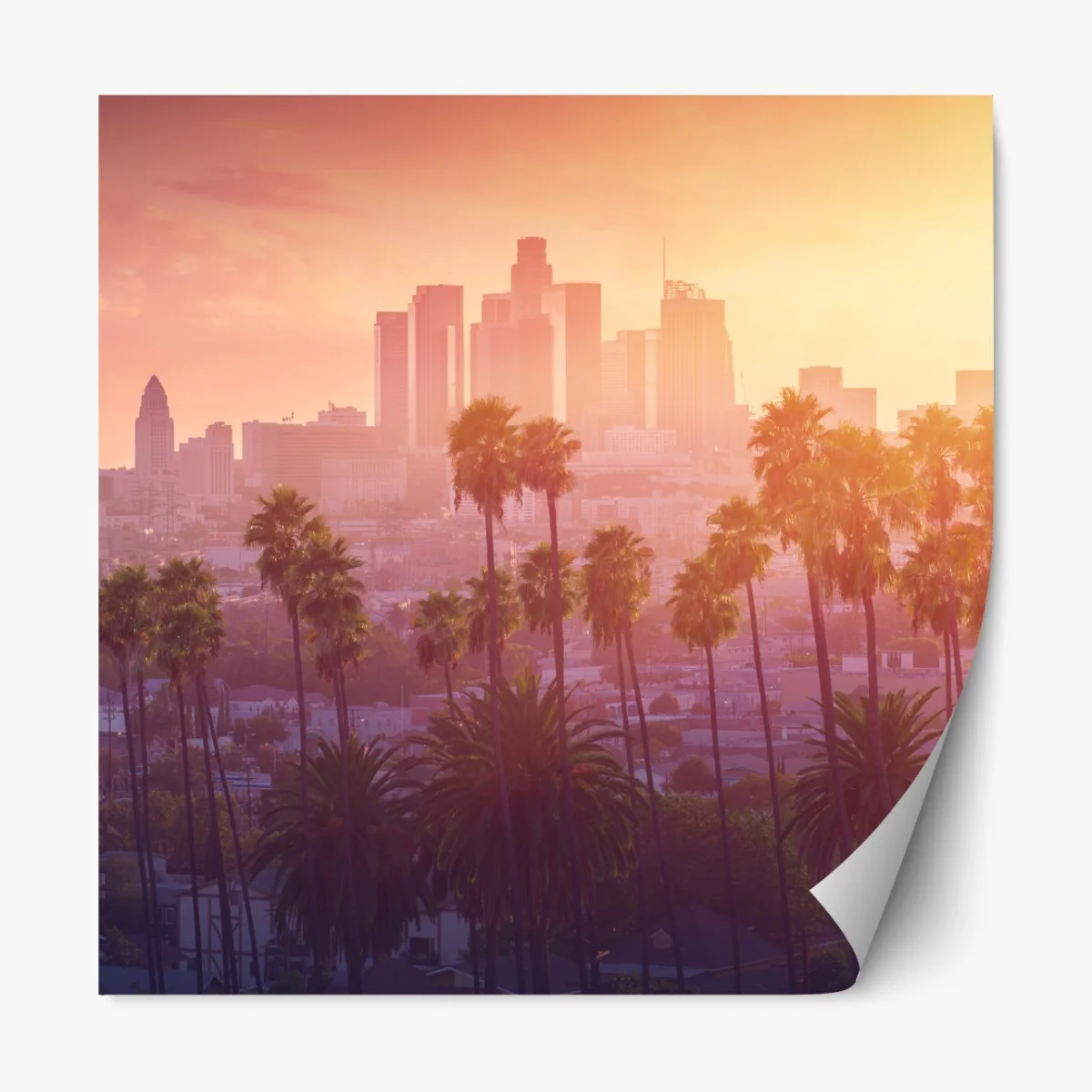 Naklejka repozycjonowalna Los Angeles złoty zachód słońca nad miastem – Wallissimo® Naklejka repozycjonowalna Los Angeles złoty zachód słońca nad miastem – Wallissimo®