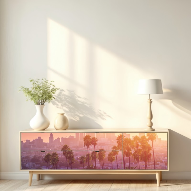 Naklejka repozycjonowalna Los Angeles złoty zachód słońca nad miastem – Wallissimo® Naklejka repozycjonowalna Los Angeles złoty zachód słońca nad miastem – Wallissimo®