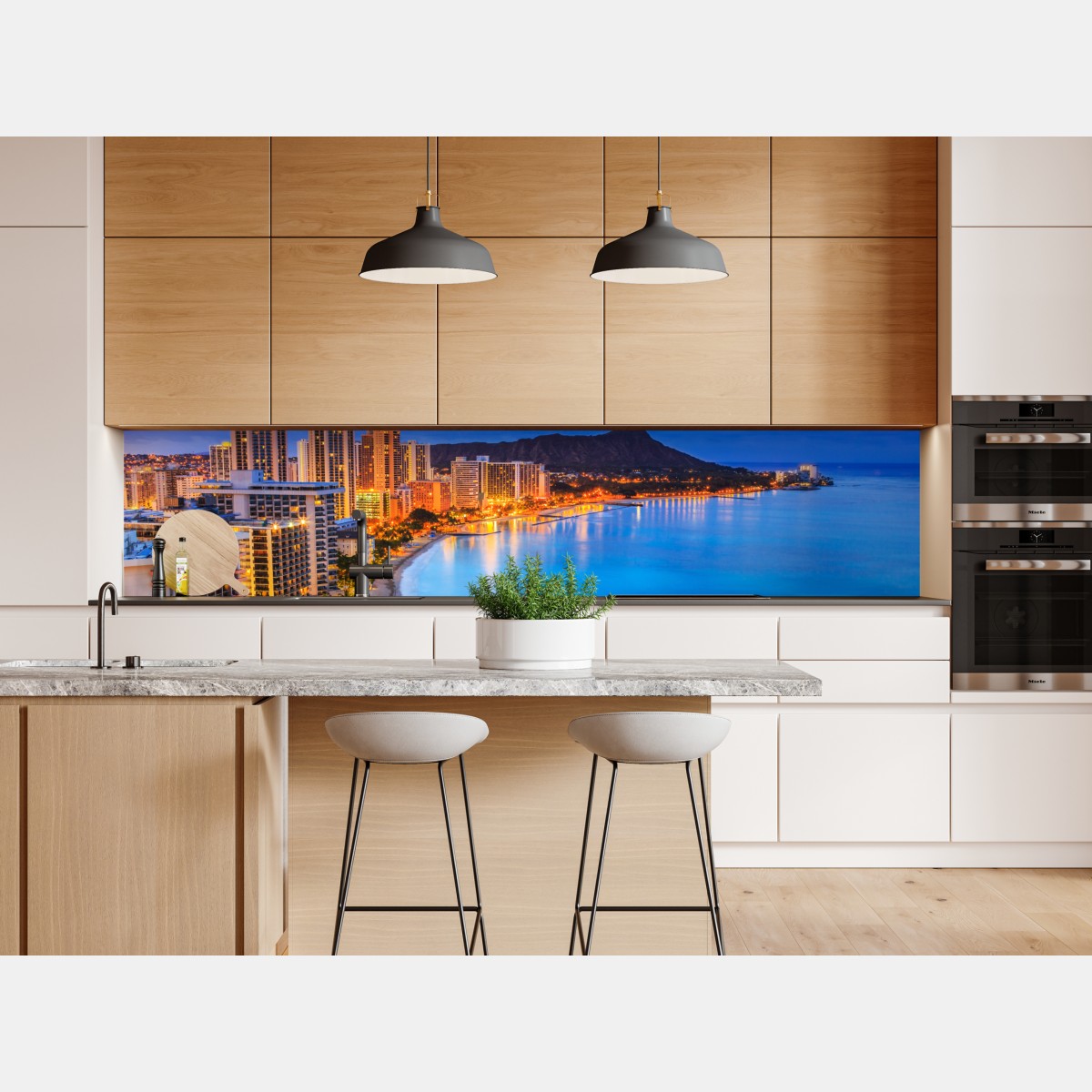 Naklejka repozycjonowalna panorama Waikiki i Diamond Head o zmierzchu – Wallissimo® Naklejka repozycjonowalna panorama Waikiki i Diamond Head o zmierzchu – Wallissimo®