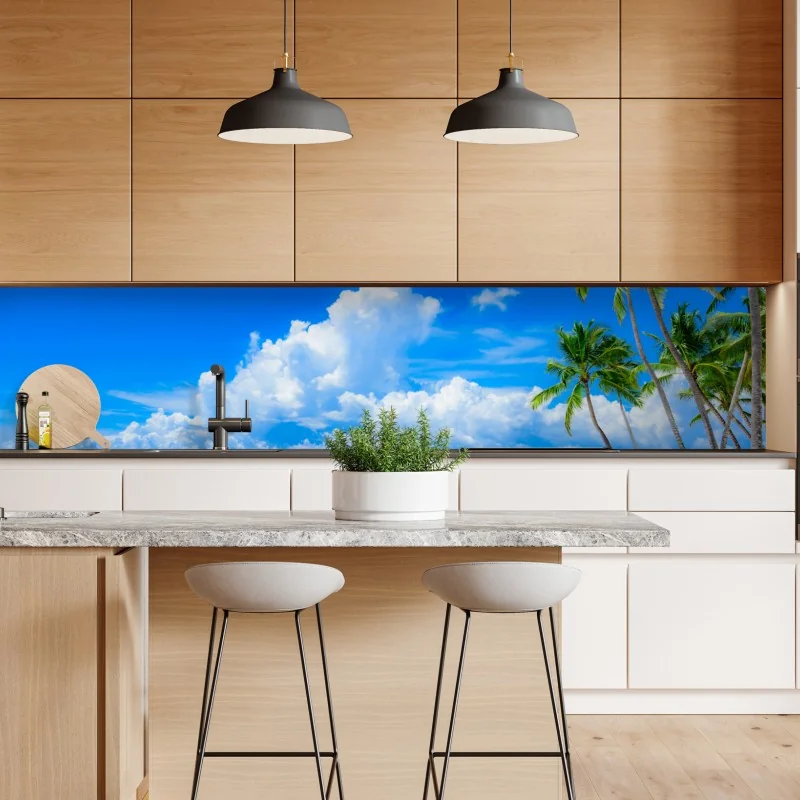 Naklejka repozycjonowalna tropikalne akwarelowe orchidee i liście palmowe – Wallissimo®