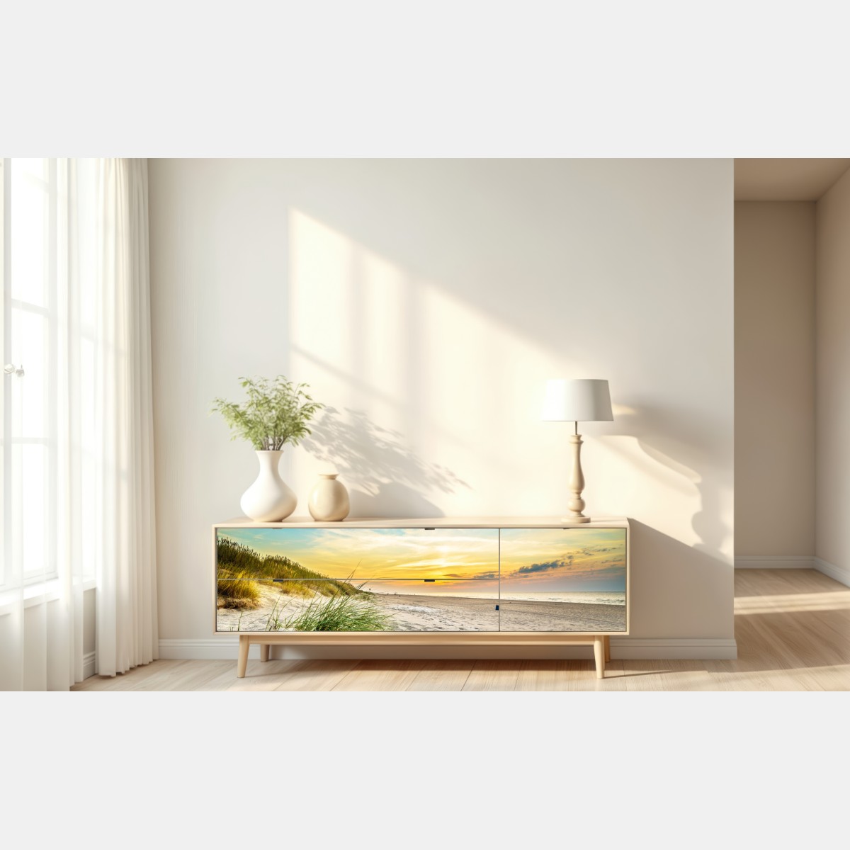 Naklejka repozycjonowalna zachód słońca nad spokojnymi wydmami – Wallissimo® Naklejka repozycjonowalna zachód słońca nad spokojnymi wydmami – Wallissimo®