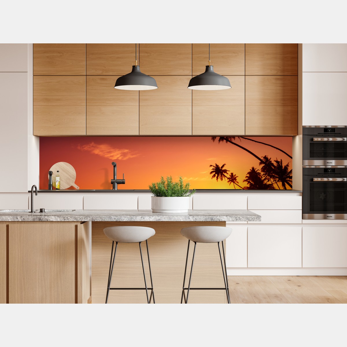 Naklejka repozycjonowalna tropikalny zachód słońca nad plażą – Wallissimo® Naklejka repozycjonowalna tropikalny zachód słońca nad plażą – Wallissimo®