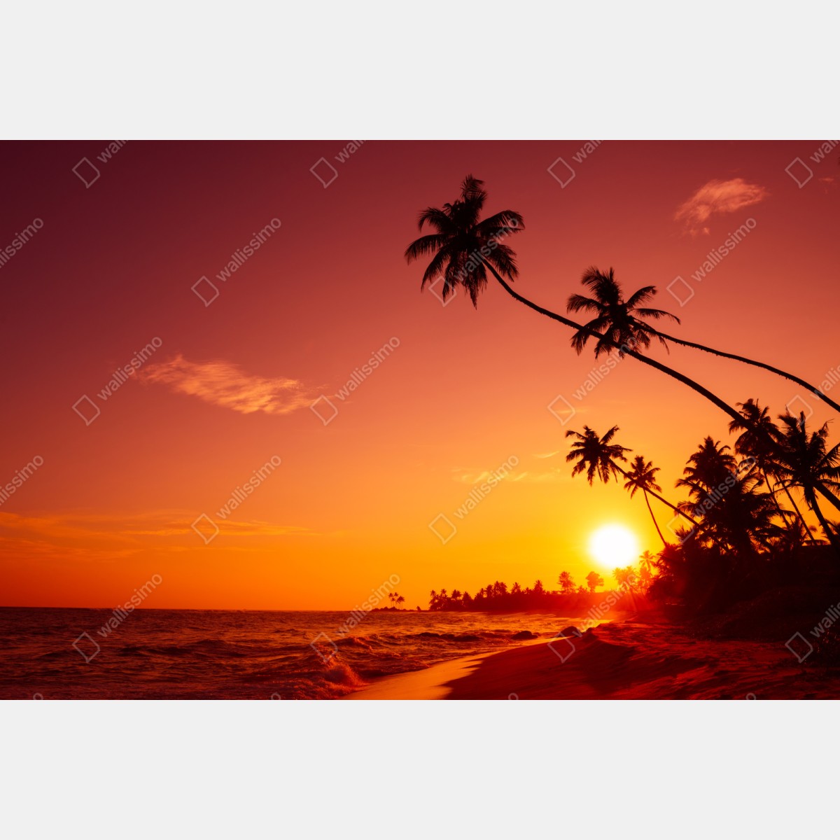 Naklejka repozycjonowalna tropikalny zachód słońca nad plażą – Wallissimo® Naklejka repozycjonowalna tropikalny zachód słońca nad plażą – Wallissimo®