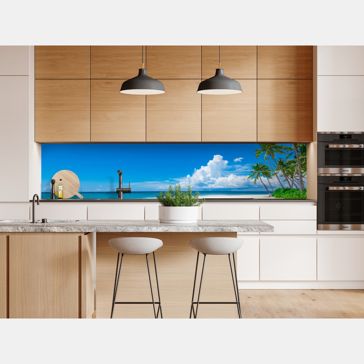 Naklejka repozycjonowalna tropikalna plaża z palmami – Wallissimo® Naklejka repozycjonowalna tropikalna plaża z palmami – Wallissimo®