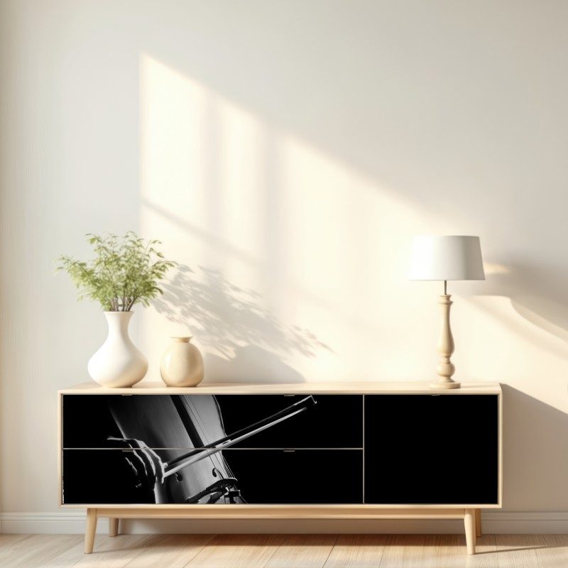 Naklejka repozycjonowalna elegancka wiolonczela czarno-biała – Wallissimo® Naklejka repozycjonowalna elegancka wiolonczela czarno-biała – Wallissimo®