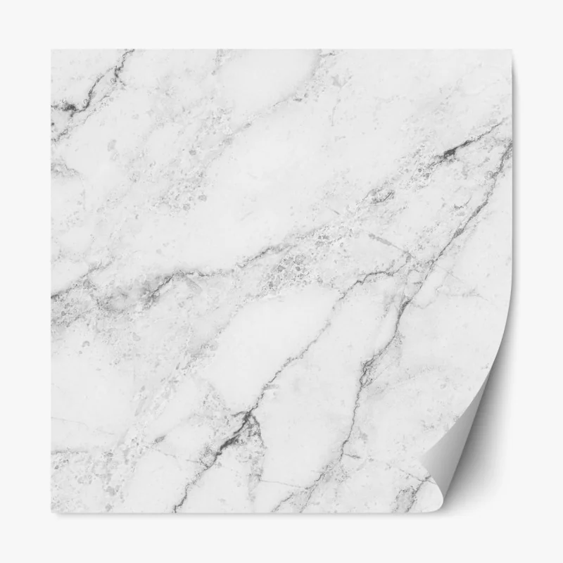 Naklejka repozycjonowalna biała tekstura marmuru z szarymi żyłkami