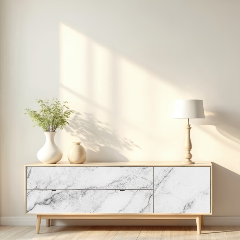 Naklejka repozycjonowalna biała tekstura marmuru z szarymi żyłkami – Wallissimo® Naklejka repozycjonowalna biała tekstura marmuru z szarymi żyłkami – Wallissimo®