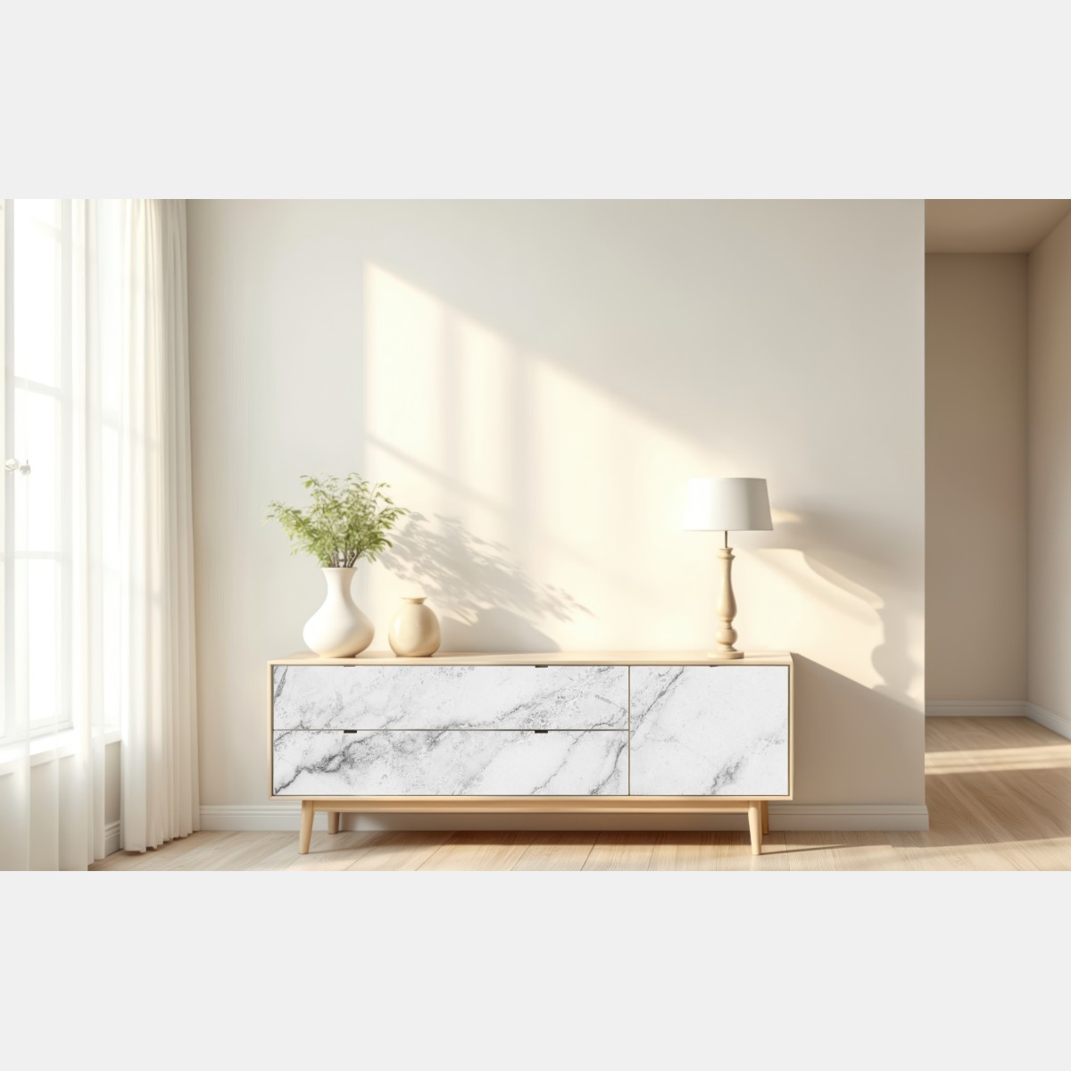 Naklejka repozycjonowalna biała tekstura marmuru z szarymi żyłkami – Wallissimo® Naklejka repozycjonowalna biała tekstura marmuru z szarymi żyłkami – Wallissimo®