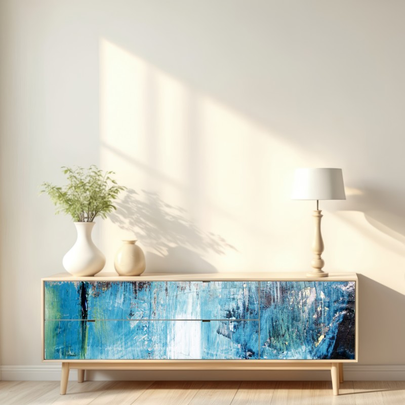 Naklejka repozycjonowalna turkusowa abstrakcyjna faktura olejna – Wallissimo® Naklejka repozycjonowalna turkusowa abstrakcyjna faktura olejna – Wallissimo®