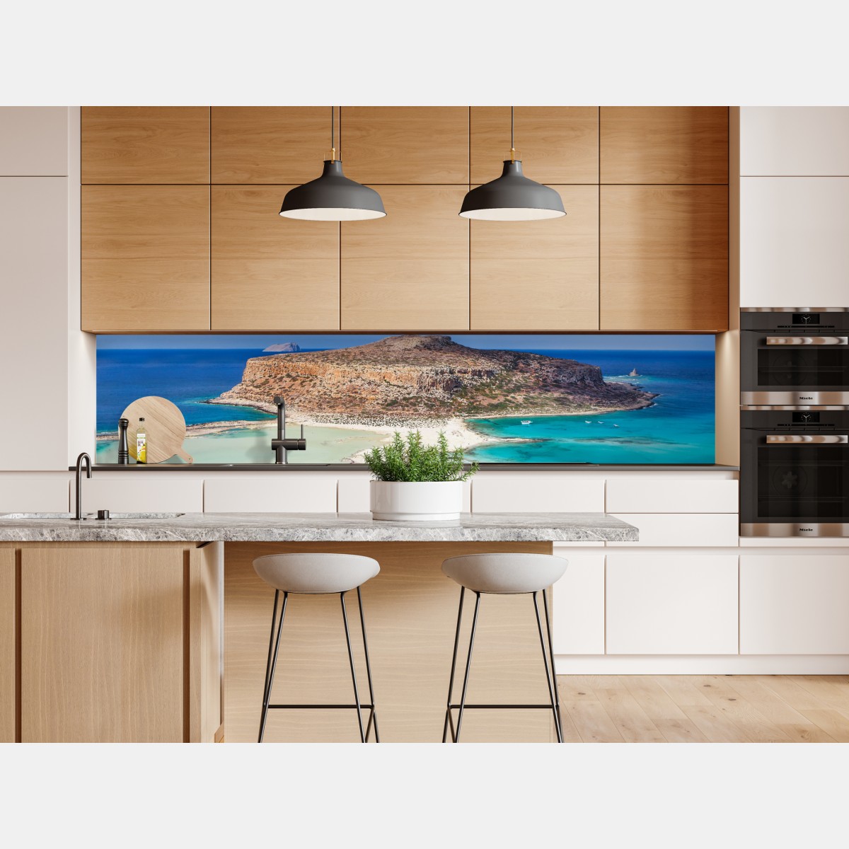 Naklejka repozycjonowalna turkusowa laguna nad piaszczystą plażą – Wallissimo® Naklejka repozycjonowalna turkusowa laguna nad piaszczystą plażą – Wallissimo®