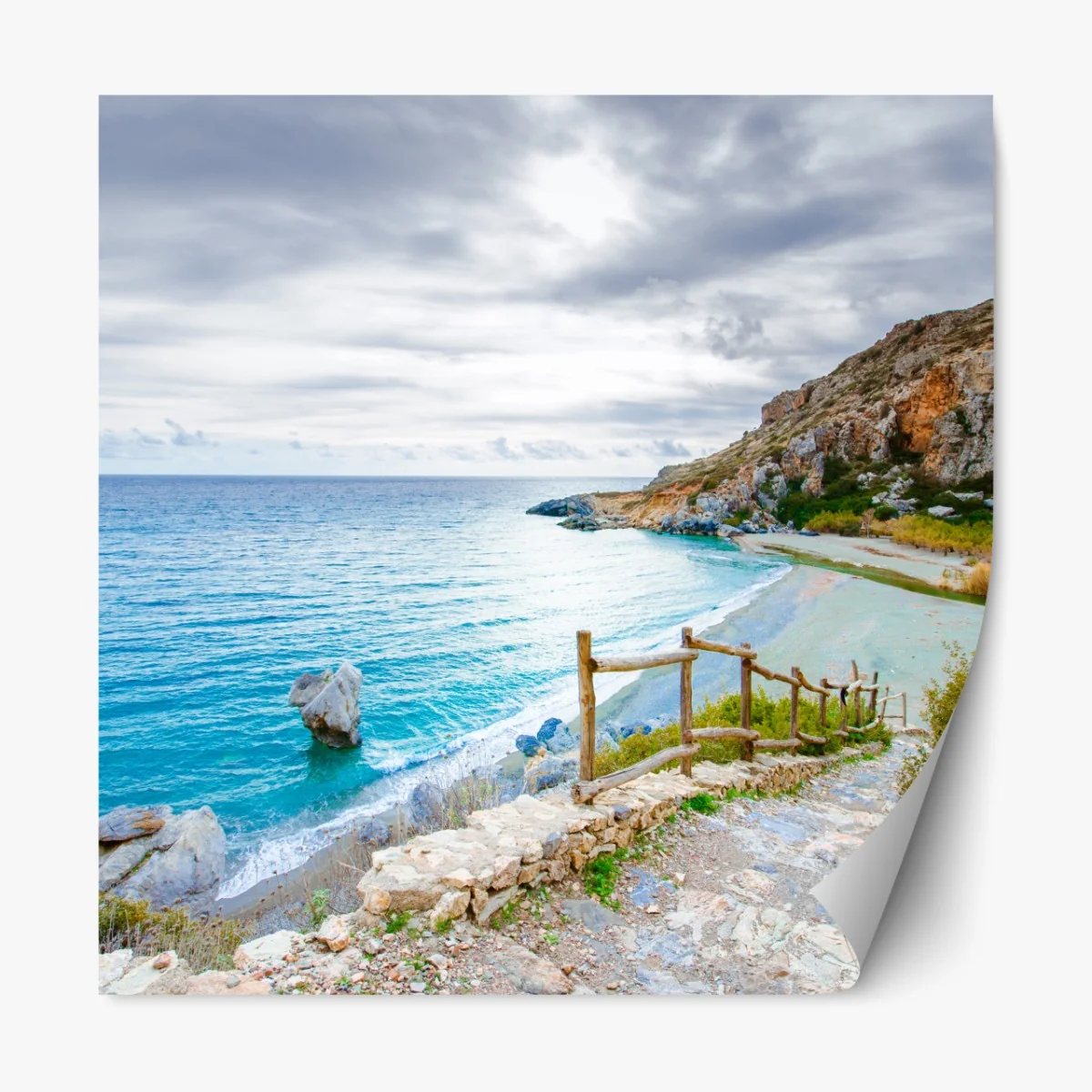 Naklejka repozycjonowalna spokojna turkusowa zatoczka z nadmorską ścieżką – Wallissimo® Naklejka repozycjonowalna spokojna turkusowa zatoczka z nadmorską ścieżką – Wallissimo®