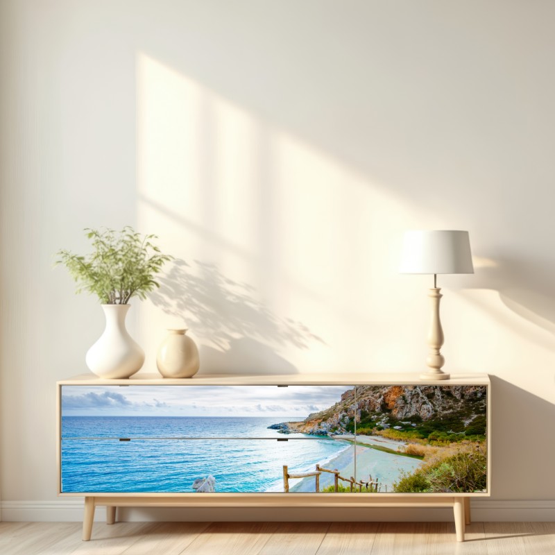 Naklejka repozycjonowalna spokojna turkusowa zatoczka z nadmorską ścieżką – Wallissimo® Naklejka repozycjonowalna spokojna turkusowa zatoczka z nadmorską ścieżką – Wallissimo®