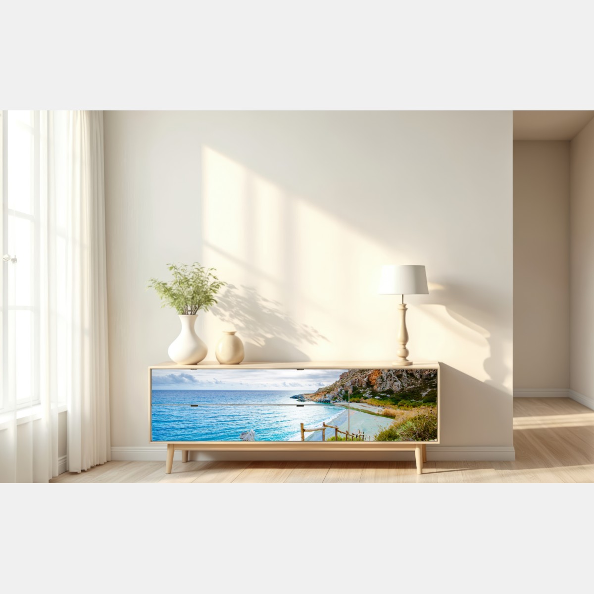 Naklejka repozycjonowalna spokojna turkusowa zatoczka z nadmorską ścieżką – Wallissimo® Naklejka repozycjonowalna spokojna turkusowa zatoczka z nadmorską ścieżką – Wallissimo®