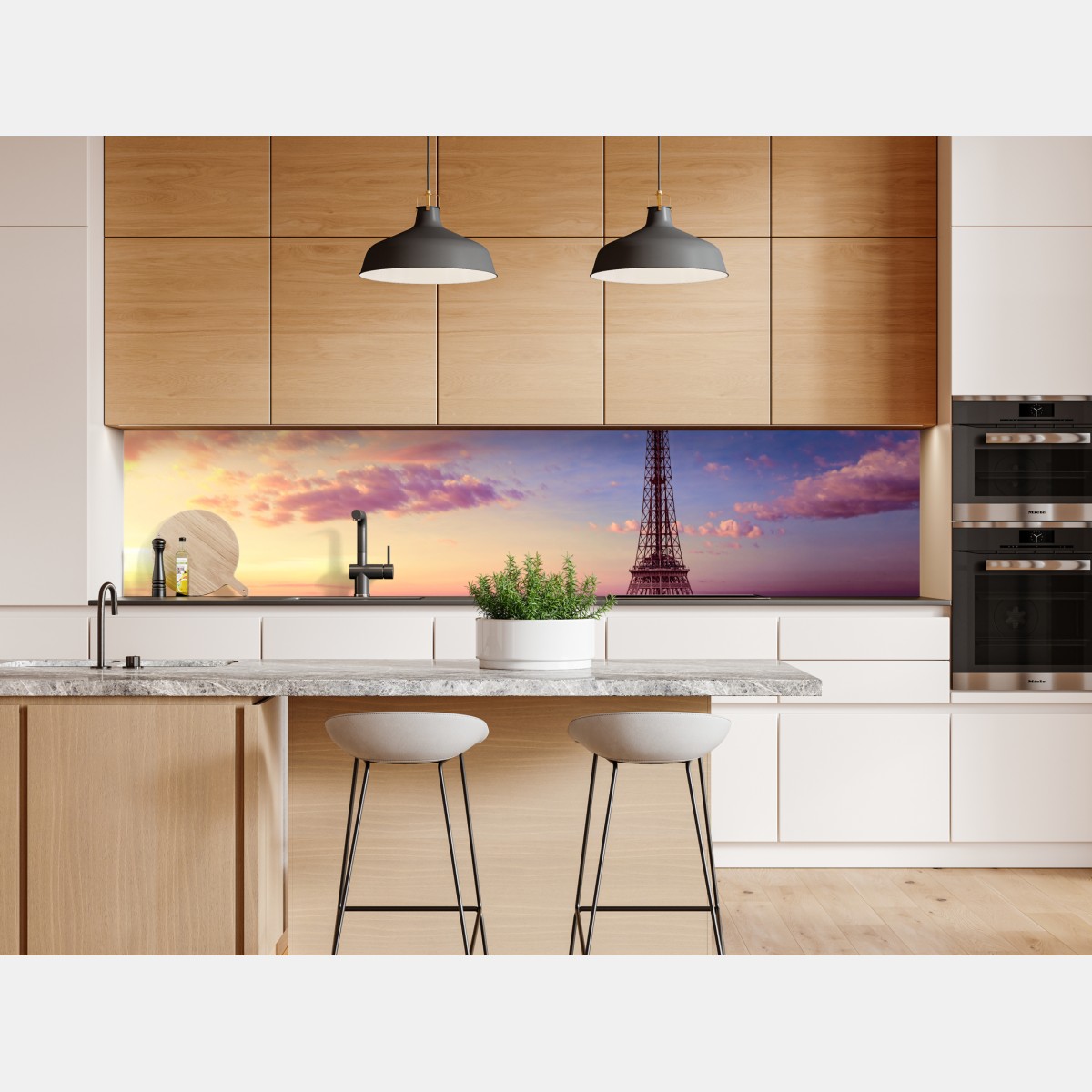 Naklejka repozycjonowalna zachód słońca nad Wieżą Eiffla – Wallissimo® Naklejka repozycjonowalna zachód słońca nad Wieżą Eiffla – Wallissimo®