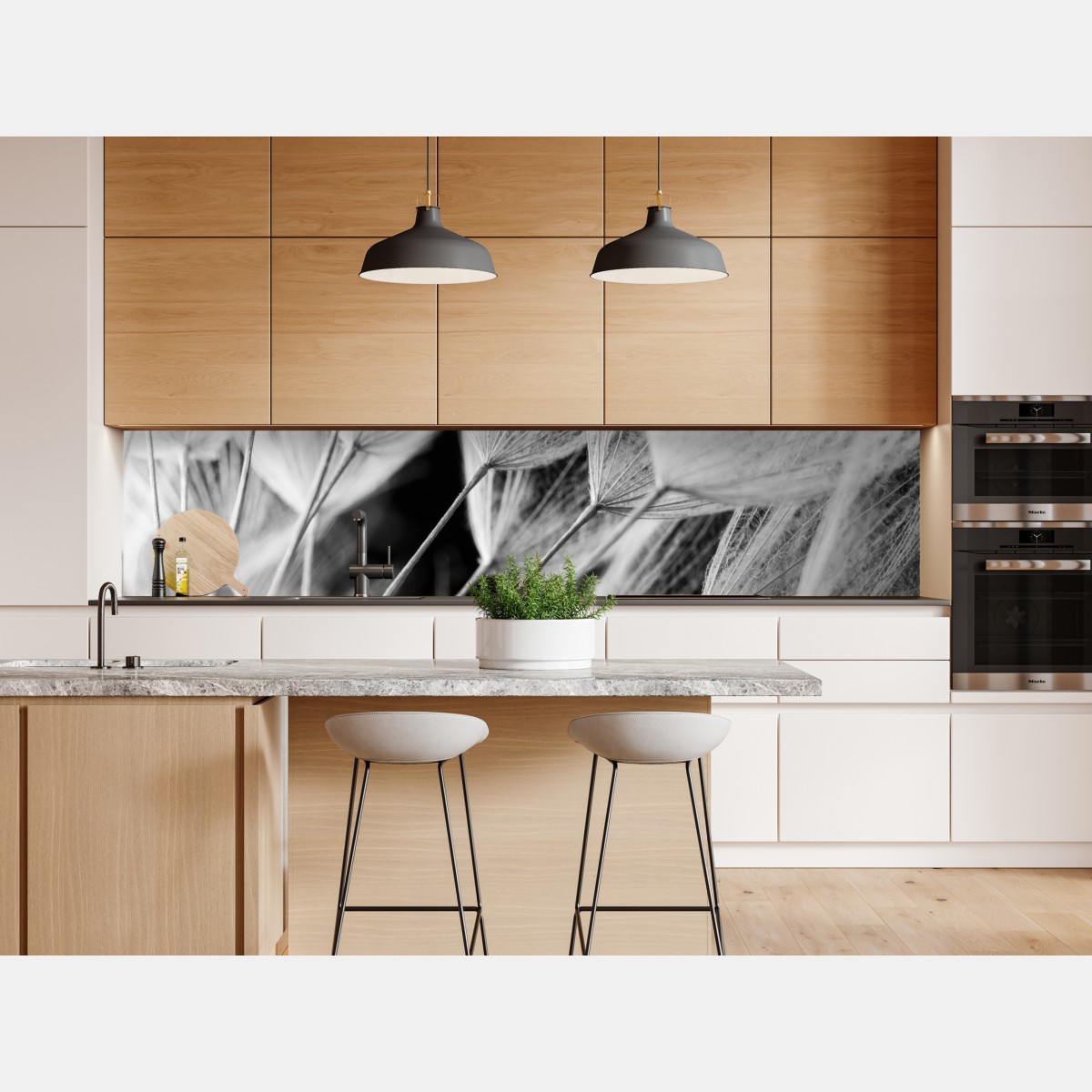 Naklejka repozycjonowalna delikatne zbliżenie nasion dmuchawca czarno-białe – Wallissimo® Naklejka repozycjonowalna delikatne zbliżenie nasion dmuchawca czarno-białe – Wallissimo®