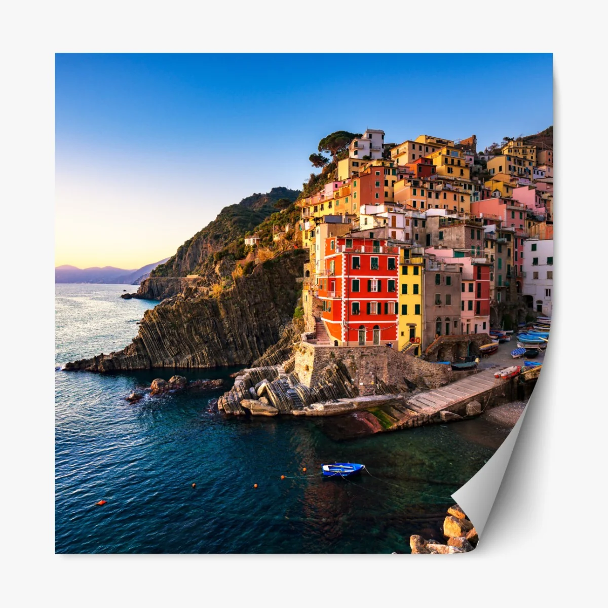 Naklejka repozycjonowalna zachód słońca nad Riomaggiore, Cinque Terre – Wallissimo® Naklejka repozycjonowalna zachód słońca nad Riomaggiore, Cinque Terre – Wallissimo®