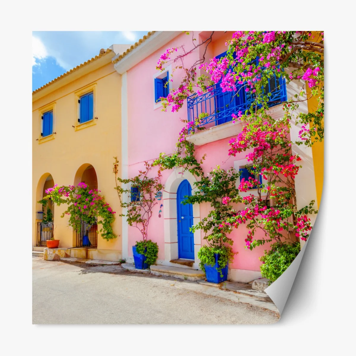Naklejka repozycjonowalna kolorowa ulica na Kefalonii – Wallissimo® Naklejka repozycjonowalna kolorowa ulica na Kefalonii – Wallissimo®