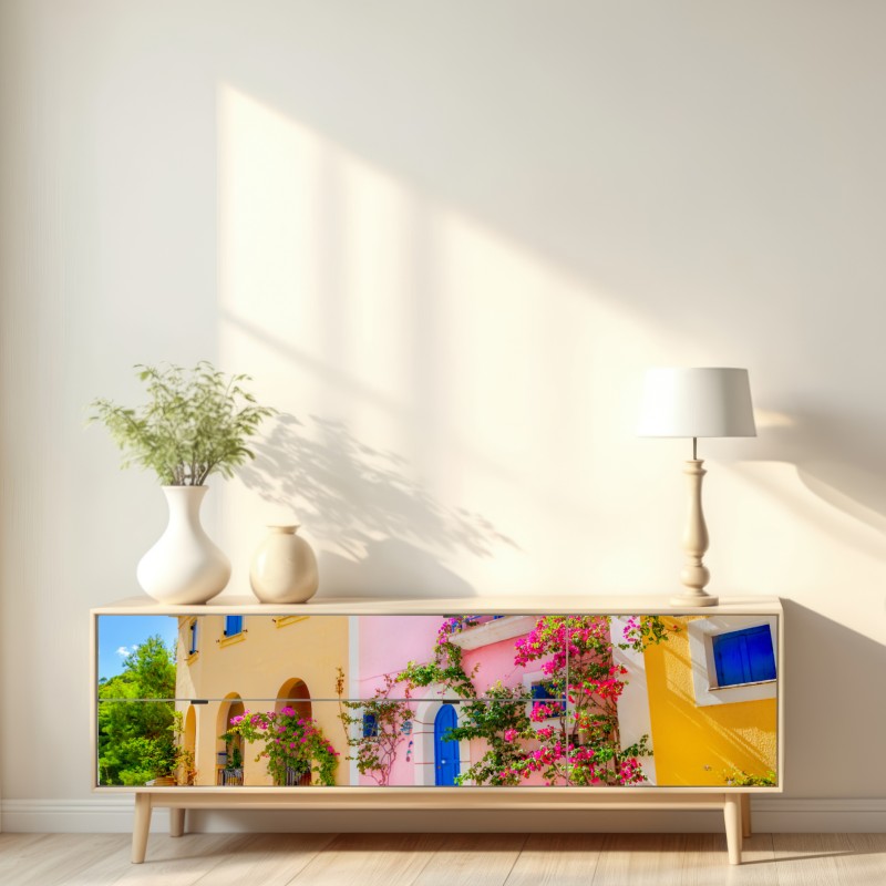 Naklejka repozycjonowalna kolorowa ulica na Kefalonii – Wallissimo® Naklejka repozycjonowalna kolorowa ulica na Kefalonii – Wallissimo®