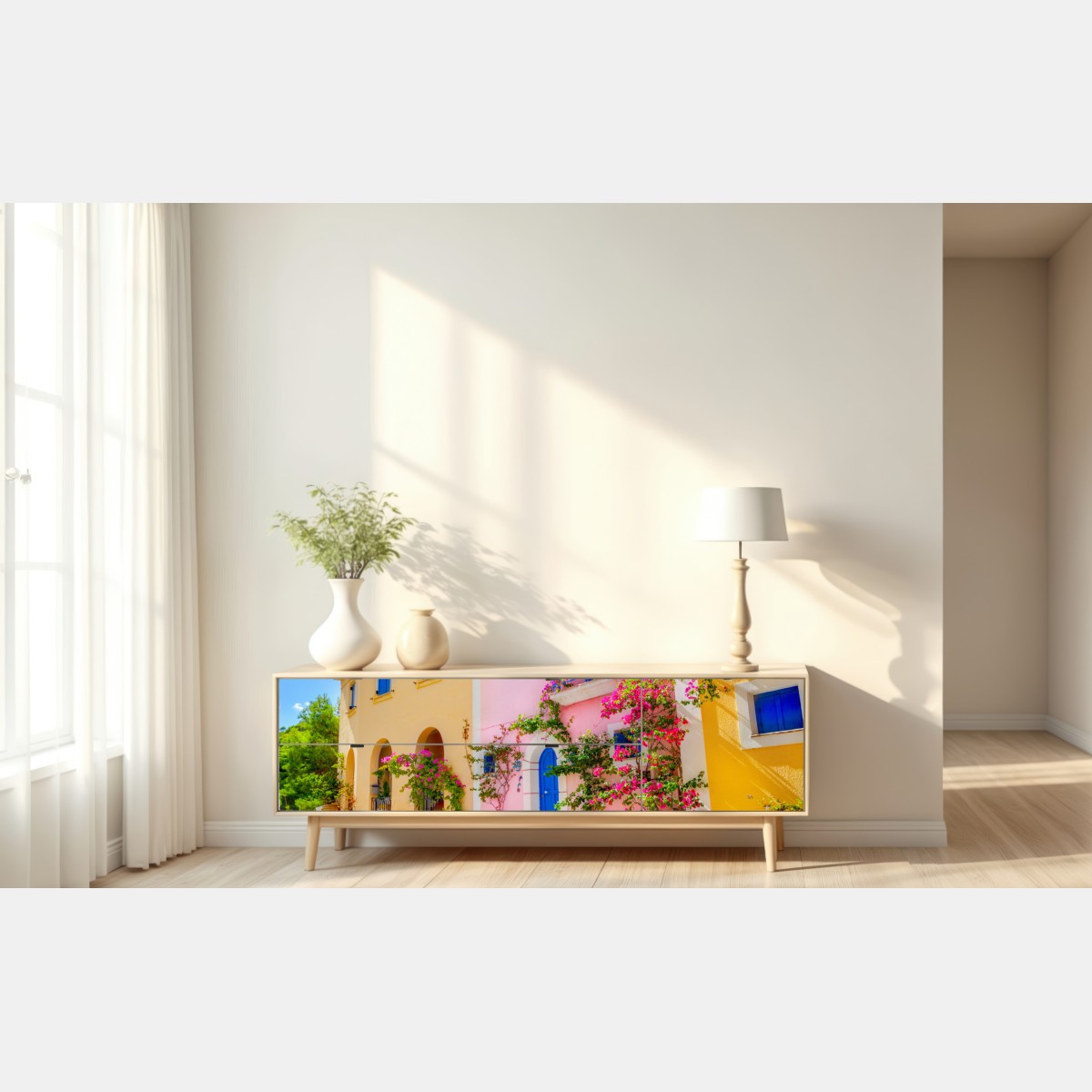 Naklejka repozycjonowalna kolorowa ulica na Kefalonii – Wallissimo® Naklejka repozycjonowalna kolorowa ulica na Kefalonii – Wallissimo®