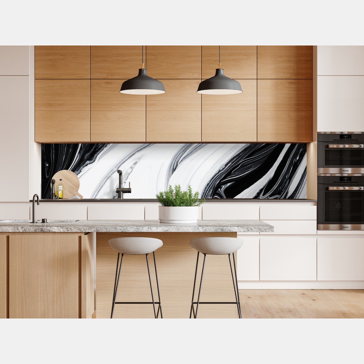 Naklejka repozycjonowalna monochromatyczne marmurowe wiry – Wallissimo® Naklejka repozycjonowalna monochromatyczne marmurowe wiry – Wallissimo®