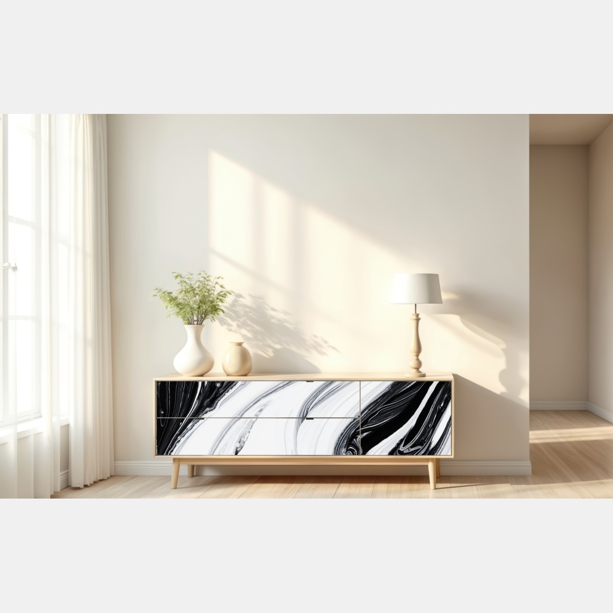 Naklejka repozycjonowalna monochromatyczne marmurowe wiry – Wallissimo® Naklejka repozycjonowalna monochromatyczne marmurowe wiry – Wallissimo®