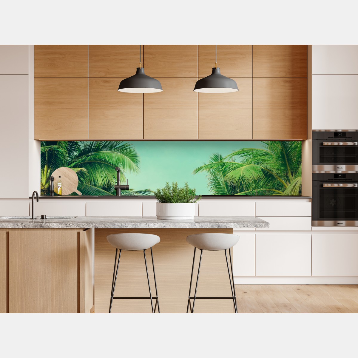 Naklejka repozycjonowalna tropikalny baldachim palm pod turkusowym niebem – Wallissimo® Naklejka repozycjonowalna tropikalny baldachim palm pod turkusowym niebem – Wallissimo®