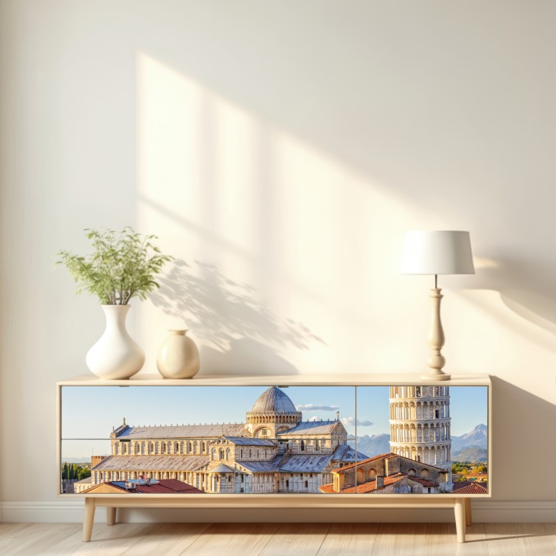 Naklejka repozycjonowalna słoneczny widok na katedrę w Pizie i krzywą wieżę – Wallissimo® Naklejka repozycjonowalna słoneczny widok na katedrę w Pizie i krzywą wieżę – Wallissimo®