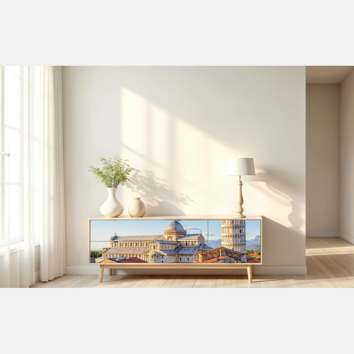 Naklejka repozycjonowalna słoneczny widok na katedrę w Pizie i krzywą wieżę – Wallissimo® Naklejka repozycjonowalna słoneczny widok na katedrę w Pizie i krzywą wieżę – Wallissimo®
