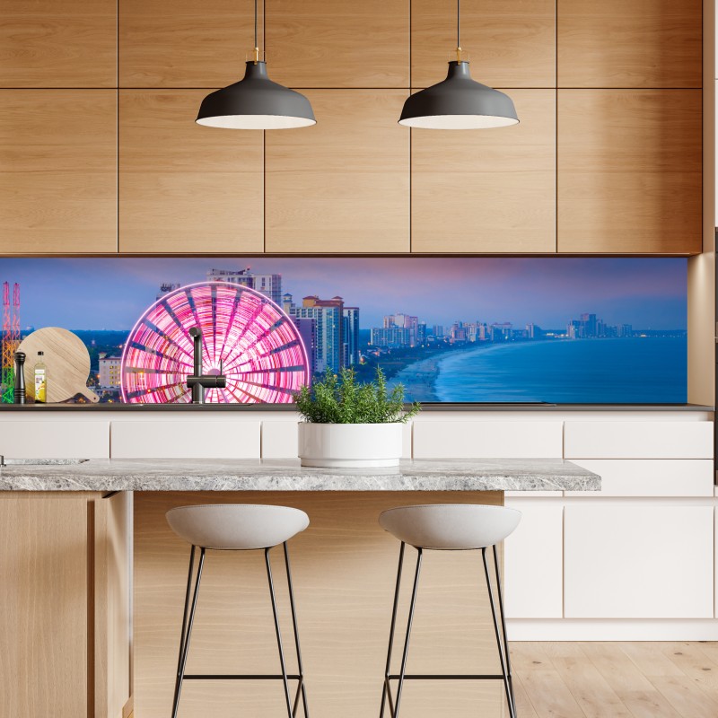 Naklejka repozycjonowalna tropikalny zachód słońca z palmami – Wallissimo®