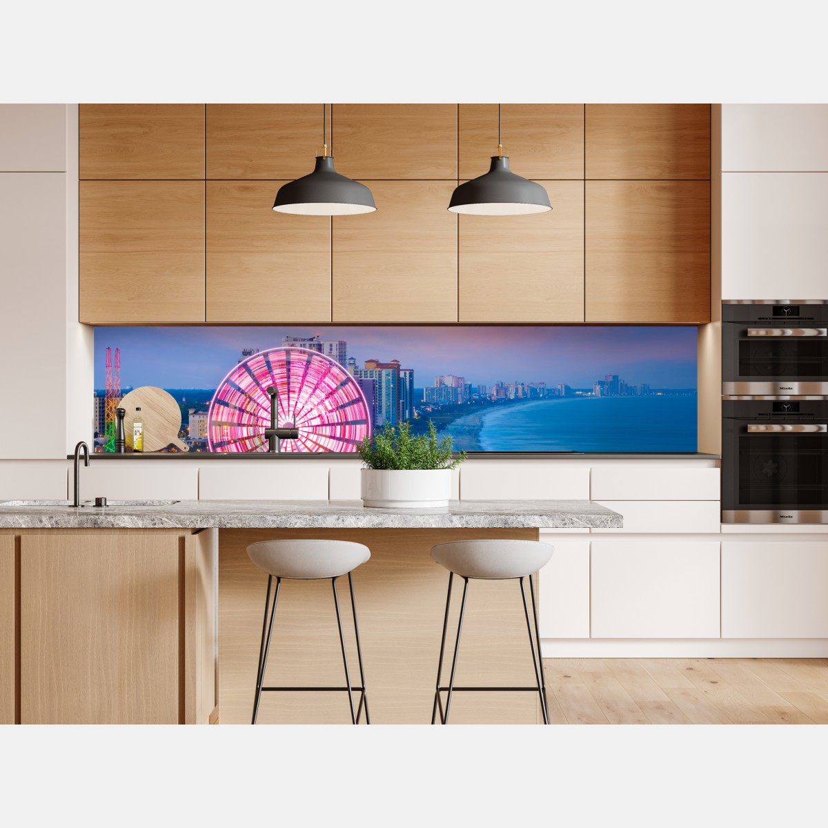 Naklejka repozycjonowalna Myrtle Beach zachód słońca z diabelskim młynem – Wallissimo® Naklejka repozycjonowalna Myrtle Beach zachód słońca z diabelskim młynem – Wallissimo®