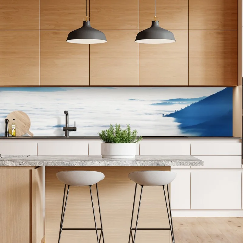 Naklejka repozycjonowalna akwarelowe liście eukaliptusa na ciemnym tle – Wallissimo®