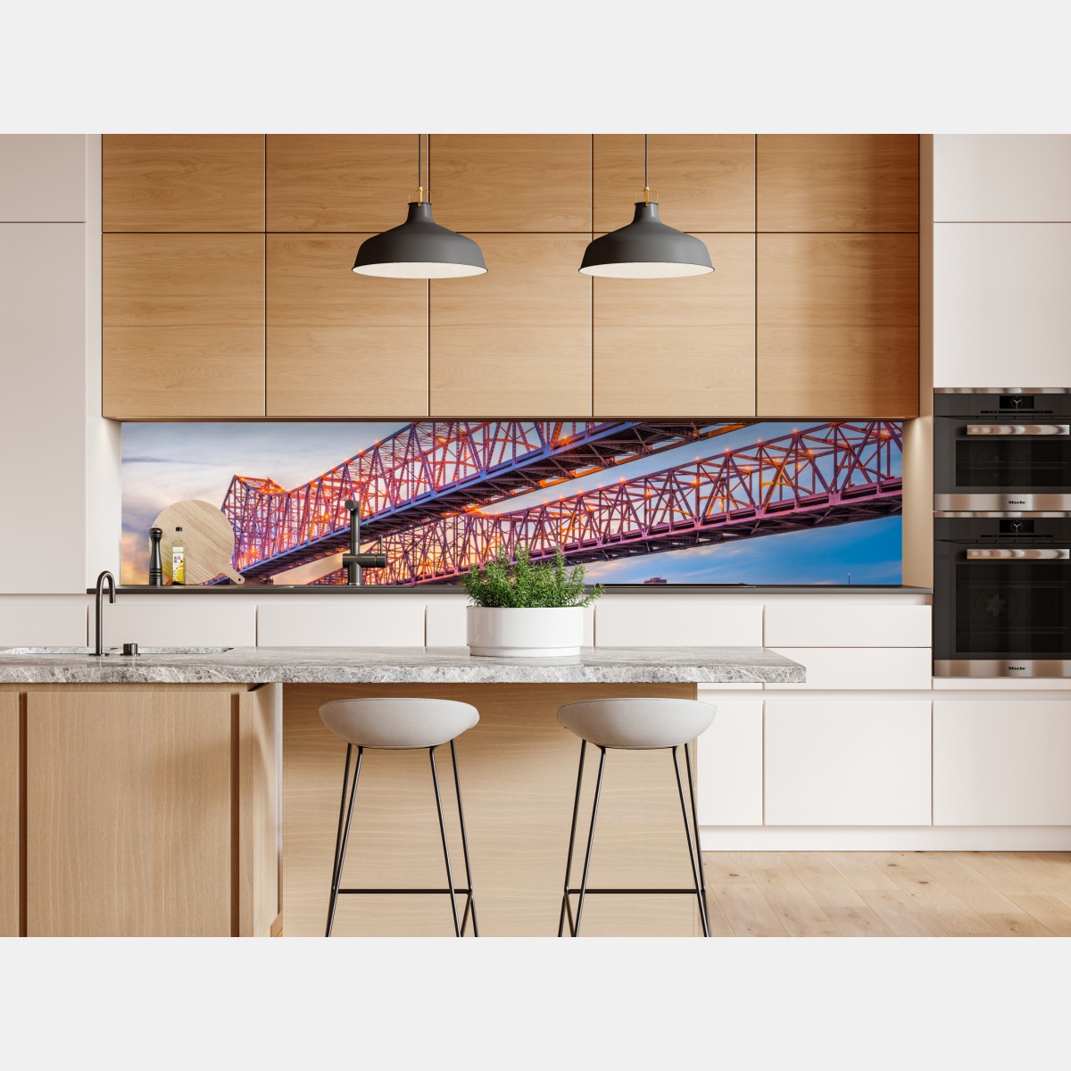 Naklejka repozycjonowalna most Crescent City Connection o zachodzie słońca, New Orleans – Wallissimo® Naklejka repozycjonowalna most Crescent City Connection o zachodzie słońca, New Orleans – Wallissimo®