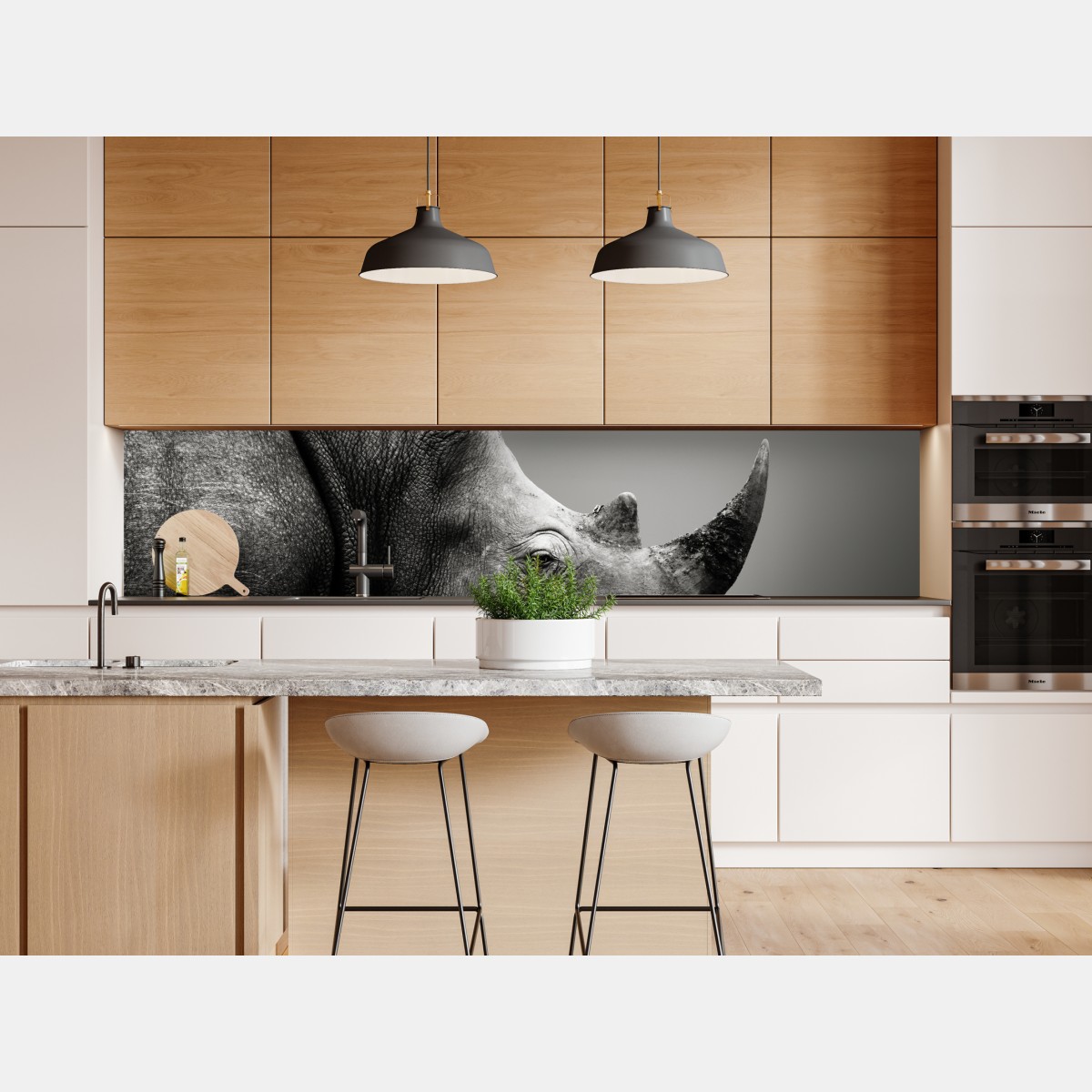 Naklejka repozycjonowalna majestatyczny portret nosorożca – Wallissimo® Naklejka repozycjonowalna majestatyczny portret nosorożca – Wallissimo®