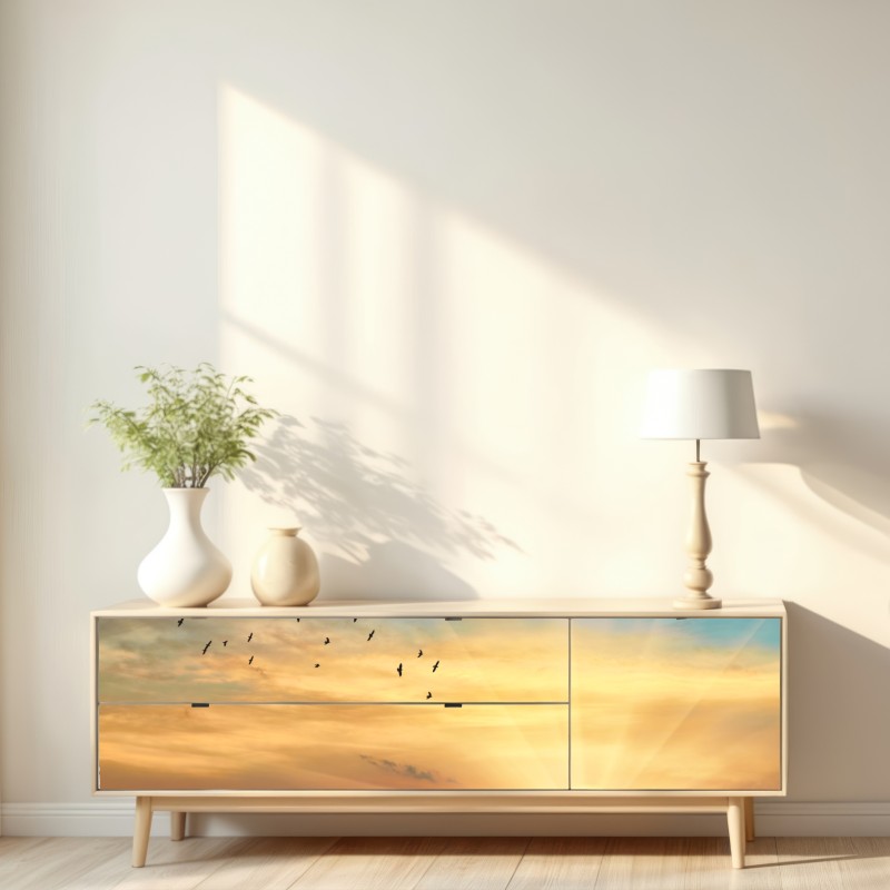 Naklejka repozycjonowalna złoty wschód słońca nad chmurami – Wallissimo® Naklejka repozycjonowalna złoty wschód słońca nad chmurami – Wallissimo®