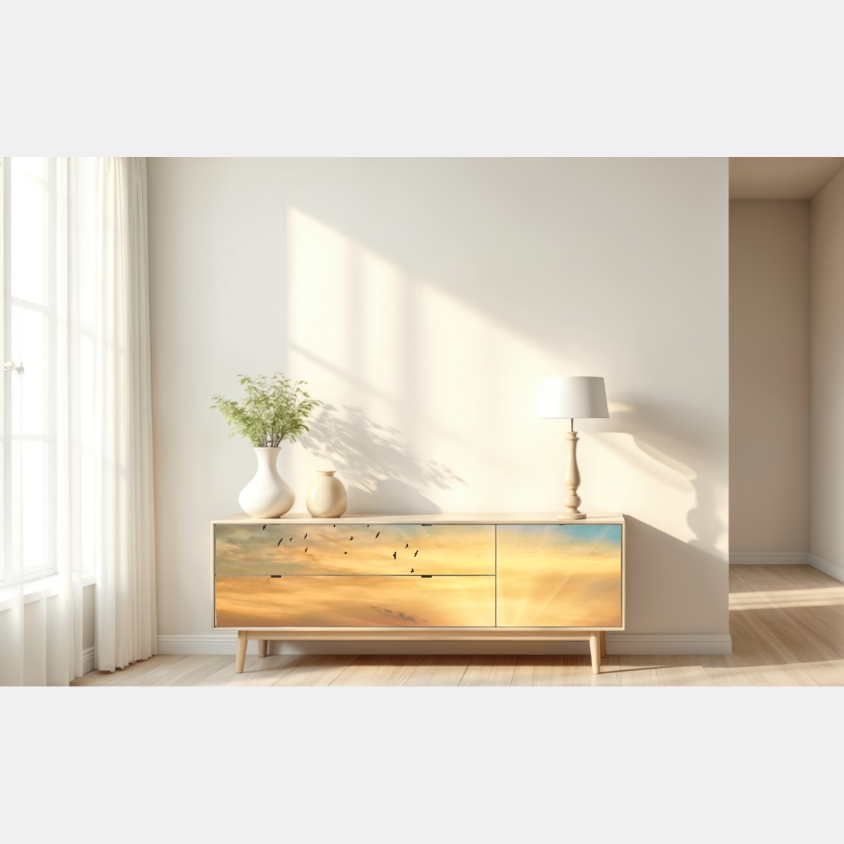 Naklejka repozycjonowalna złoty wschód słońca nad chmurami – Wallissimo® Naklejka repozycjonowalna złoty wschód słońca nad chmurami – Wallissimo®