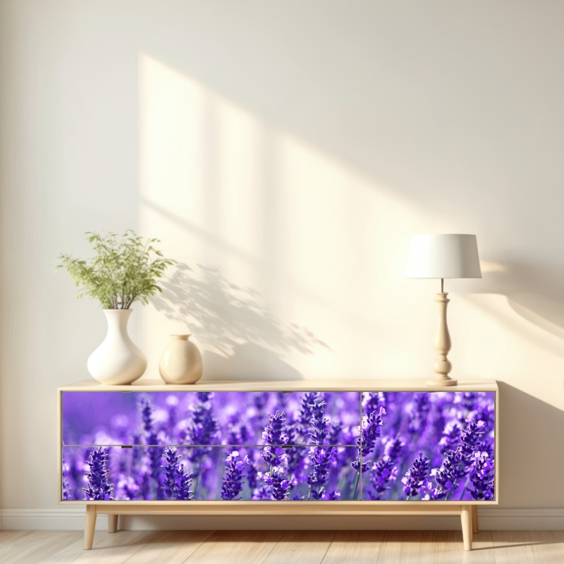 Naklejka repozycjonowalna zbliżenie pola lawendy – Wallissimo® Naklejka repozycjonowalna zbliżenie pola lawendy – Wallissimo®