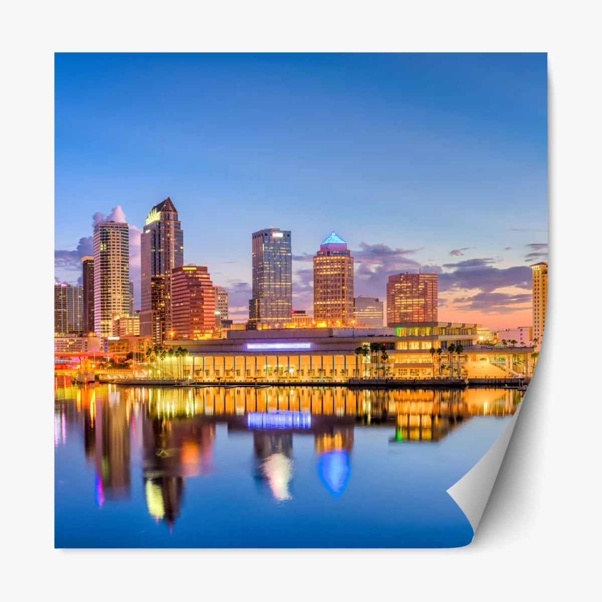 Naklejka repozycjonowalna panorama Tampy o zmierzchu – Wallissimo® Naklejka repozycjonowalna panorama Tampy o zmierzchu – Wallissimo®