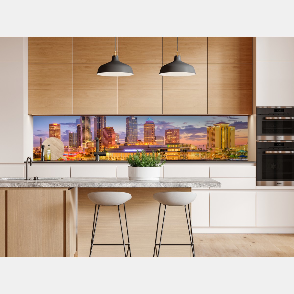 Naklejka repozycjonowalna panorama Tampy o zmierzchu – Wallissimo® Naklejka repozycjonowalna panorama Tampy o zmierzchu – Wallissimo®