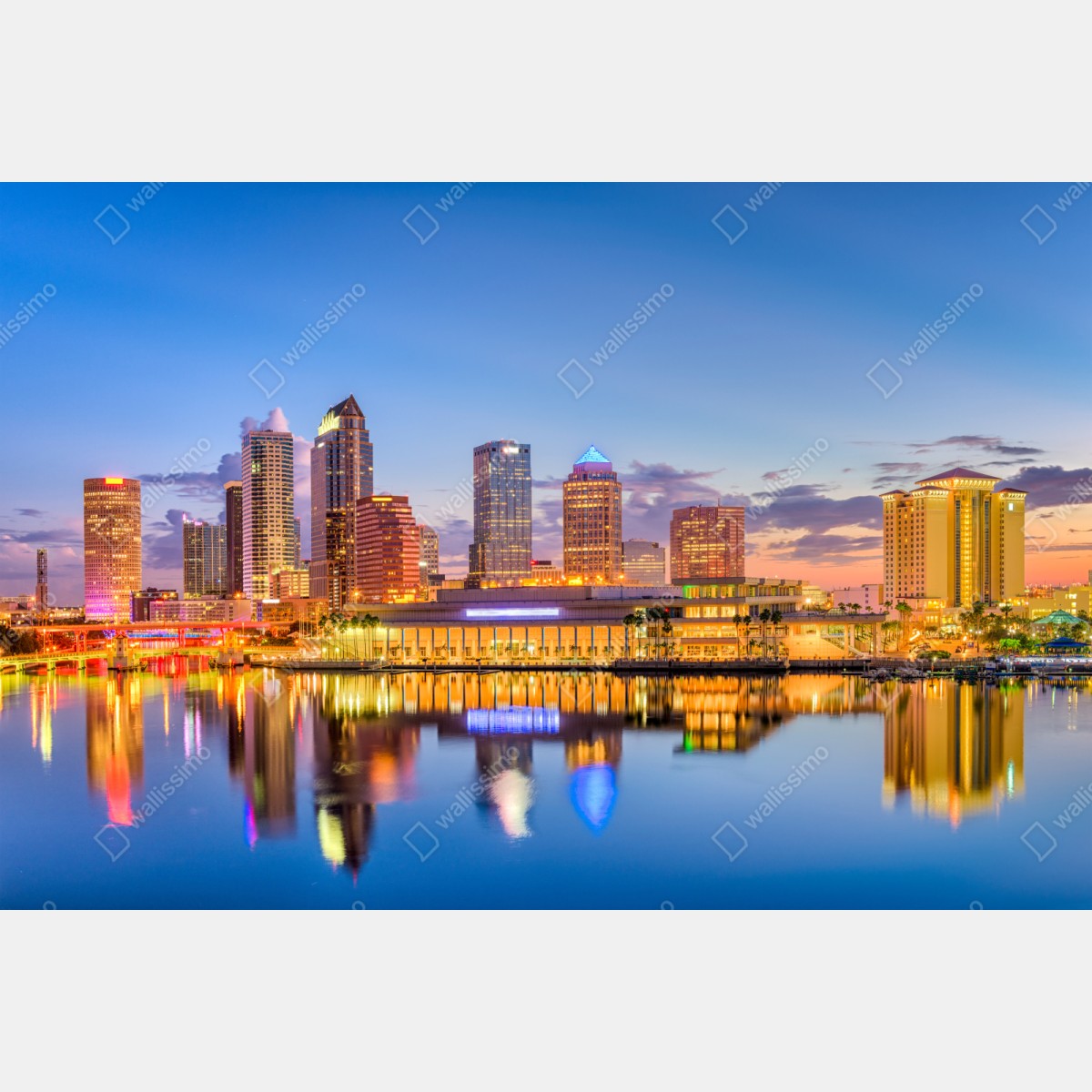 Naklejka repozycjonowalna panorama Tampy o zmierzchu – Wallissimo® Naklejka repozycjonowalna panorama Tampy o zmierzchu – Wallissimo®