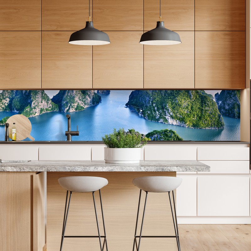 Naklejka repozycjonowalna zachód słońca nad Palm Jumeirah widok z lotu ptaka – Wallissimo®