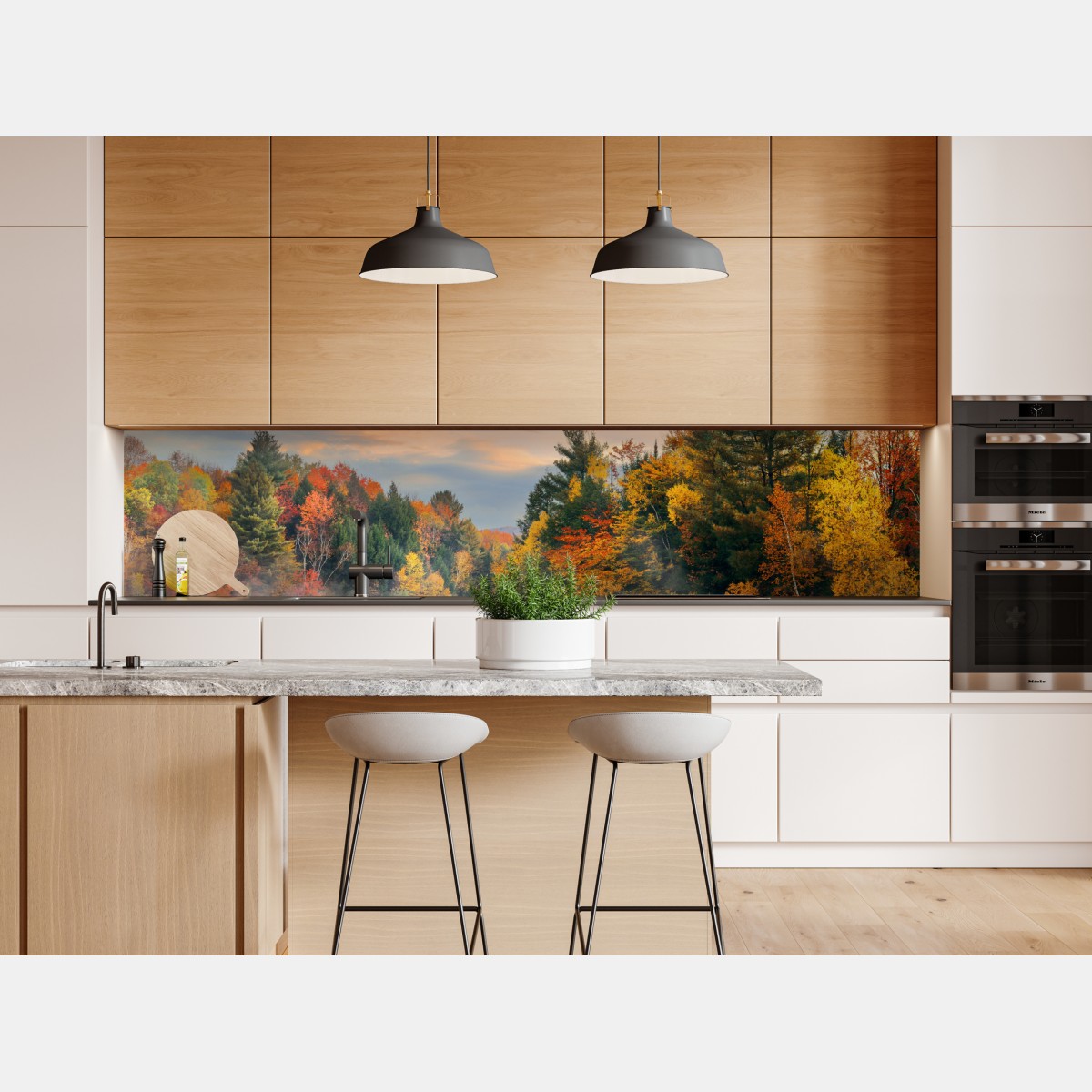 Naklejka repozycjonowalna mglisty jesienny poranek w Stowe – Wallissimo® Naklejka repozycjonowalna mglisty jesienny poranek w Stowe – Wallissimo®