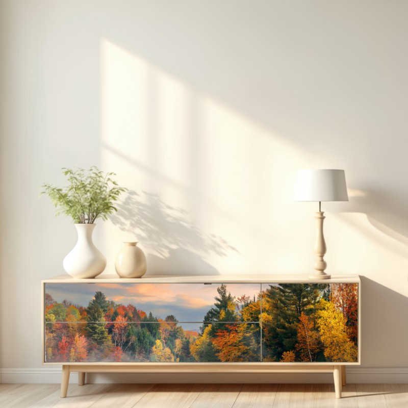 Naklejka repozycjonowalna mglisty jesienny poranek w Stowe – Wallissimo® Naklejka repozycjonowalna mglisty jesienny poranek w Stowe – Wallissimo®